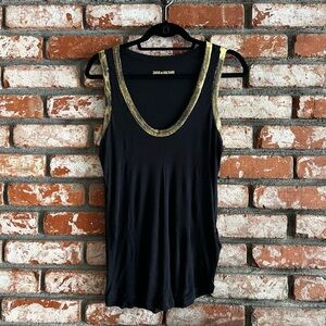 Zadig & Voltaire Black and Gold Tank Top